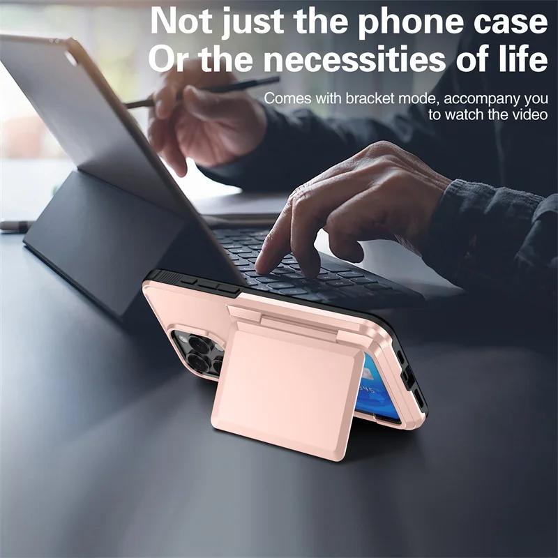 Card Wallet Phone Cases iPhone 16 15 14 Pro Max 13 12 11 Pro Shockproof Protective Cover for iPhone 16 Flip Shell with Stand
