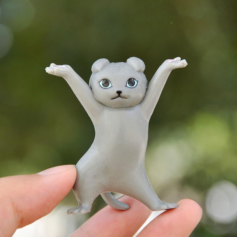 PVC Cat Pen Holder Hand-made Car Cat Ornaments Small Cat Statue Cat Miniatures Kid