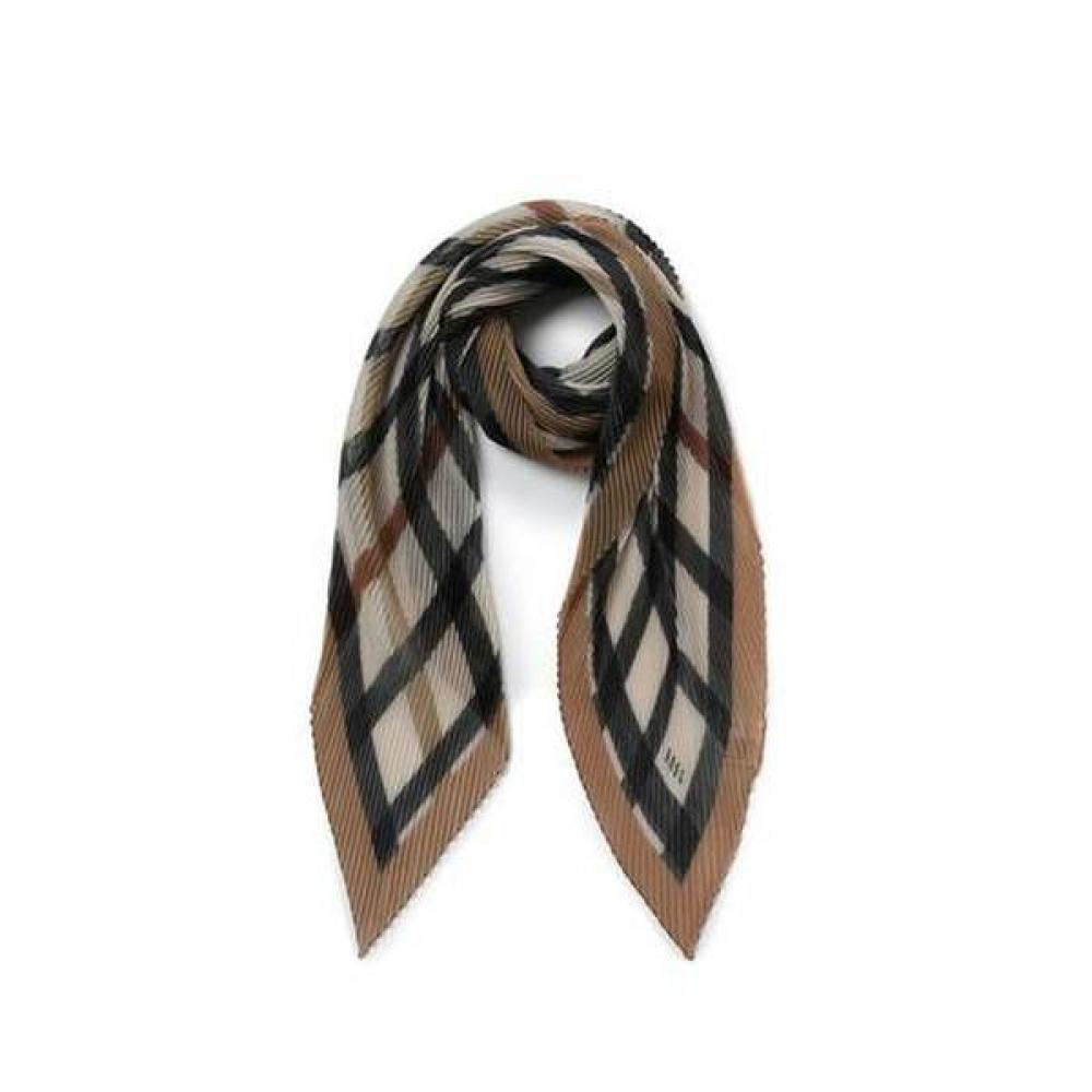Daks Beige Check Pleated Scarf Dcsc0e514 Single option