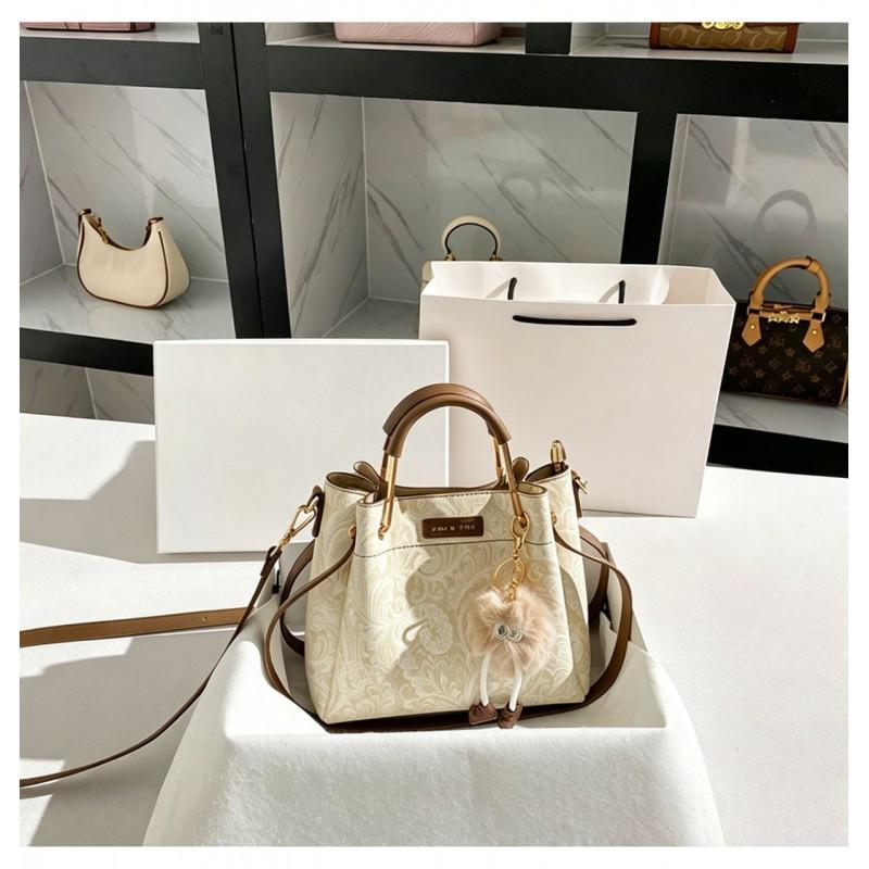 National Style Contrasting Color Embroidery Commuting Tote Bag High-end One-shoulder хаки