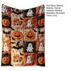 Soft Pumpkin Bat Print Bed Cover & Throw Blanket, Halloween Cozy Flannel Decorative Bedding Plaid for Couch Sofa Bed, Fall Home Decor
