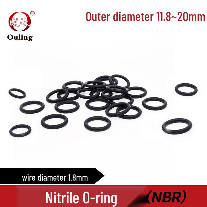 Nitrile O-ring Seals, ID Options: 11.8-20mm, Thickness: 1.8mm ID 11.8*1.8mm (50 pcs) Black Nitrile O-ring