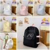 Basic Pink Nylon Student Backpack With Bow Design For School Use