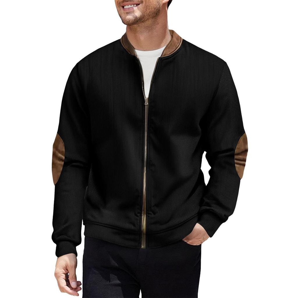 Available: Men's 2025 Autumn/Winter Casual Color Block Zipper Cardigan Sweatshirt, European American Style Workwear.