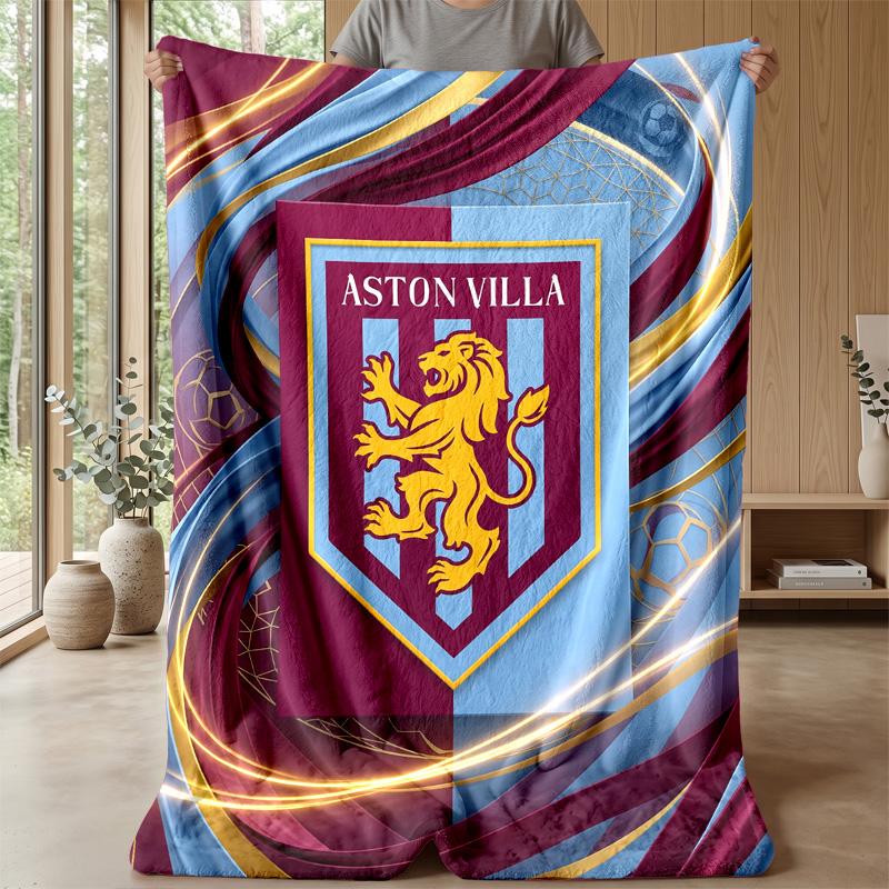Coperta in Flanella con Stampa Aston Villa, Morbida Calda Leggera Coperta da Divano Letto Campeggio