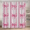 Fashion Bowknot Shower Curtains Red Pink Bow-Tie Heart Pattern Girl Gift Modern Bathroom Decorative Bath Curtain Set With Hooks
