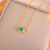 Blue Evil Eye Pendant Necklace for Women Fashion Couple Gifts Eyes Charms Choker Stainless Steel Jewelry Amulet Rolo Chain
