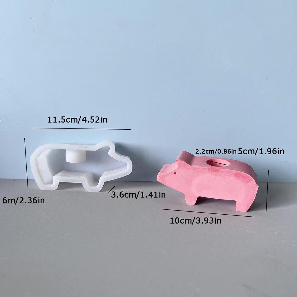 Pig Candlestick Mold Easy To Clean Lucky Pig Candle Holder Animal Home Decor Mold Reusable Silicone Pig Mold For Living Room