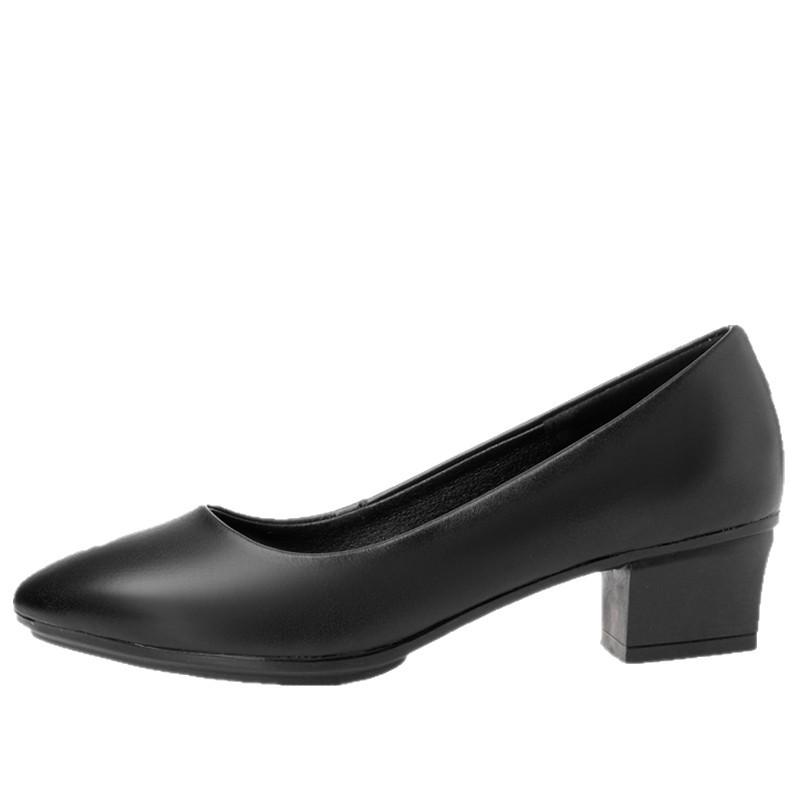 Spring and autumn shoes new women's shoes spring mother shoes thick heel comfortable soft leather soft sole non-slip work leather shoes women's si