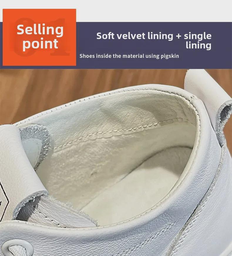 Dámské bílé kotníkové boty z pravé kůže - podzim/zima 2025, univerzální styl, plus samet, první vrstva hovězí kůže, ideální na běhání a cestování.