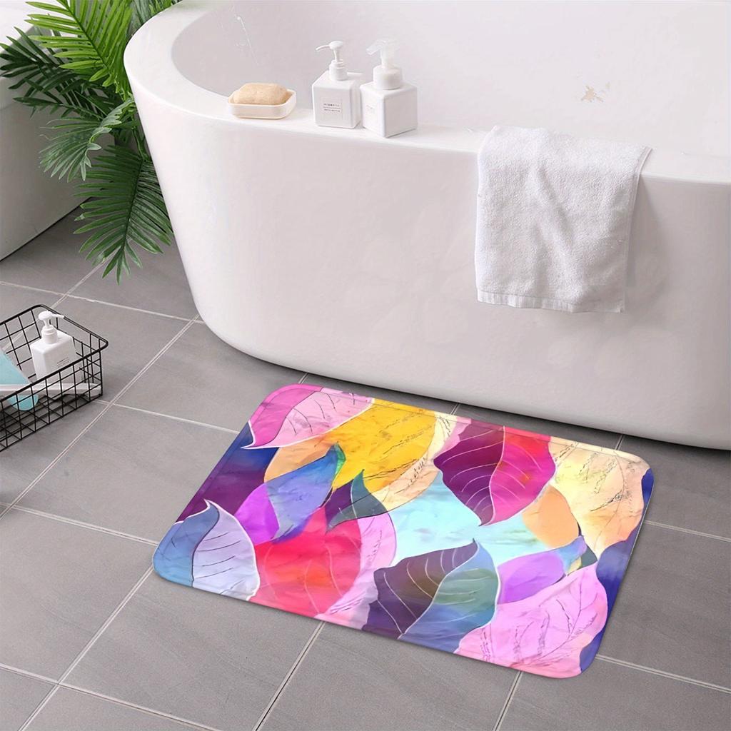 1P Chroma Foliage pattern Kitchen Rug Non-Slip Door Mat Pop design Bathroom Rug Bath Mat Carpet for Home Sink Laundry ecoreeree