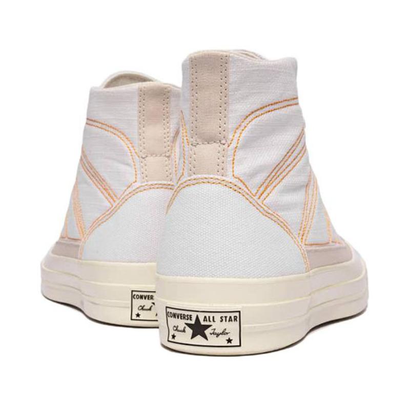 Converse Chuck 70 Hi Comfortable & Casual Abrasion Resistant High Top Espadrilles Unisex White Orange
