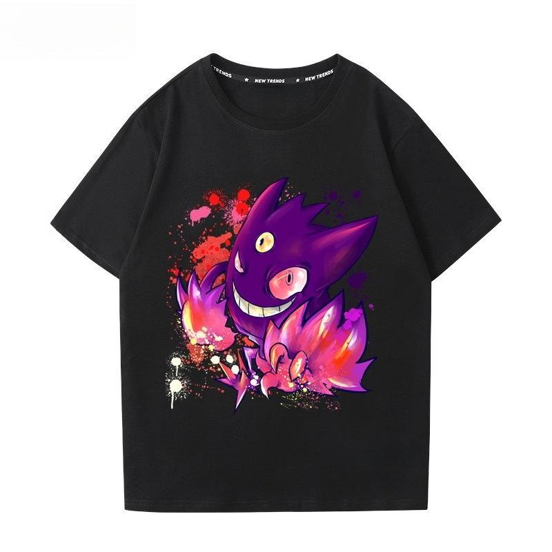 T-shirt με Εκτύπωση Pokémon Gengar 100% Βαμβακερό Ανδρικό Καλοκαιρινή Μόδα 2026 Oversize Street Casual Y2K Μπλούζες Ρούχα Streetwear