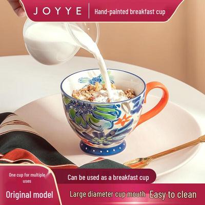JOYYE Hand-Painted Ceramic Flower Mug
