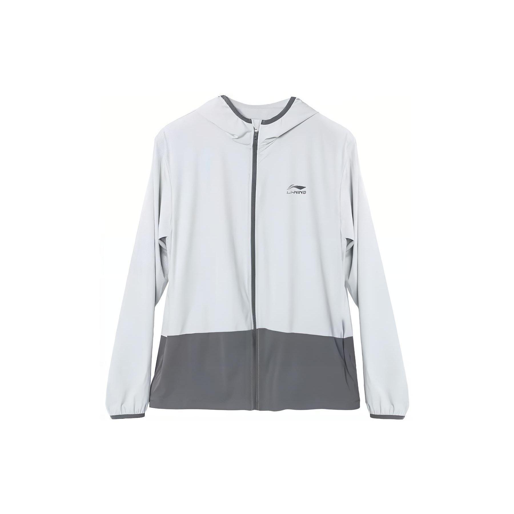 

Li Ning Lettered Hooded Zip-Up Long Sleeve Protection Jacket Men Jackets Gray Black LSYU864-1 L