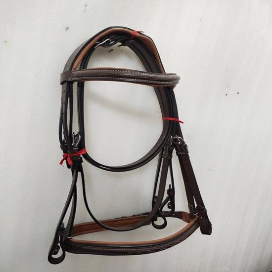 Premium Designer Leather English Bridle with Tan Padding.