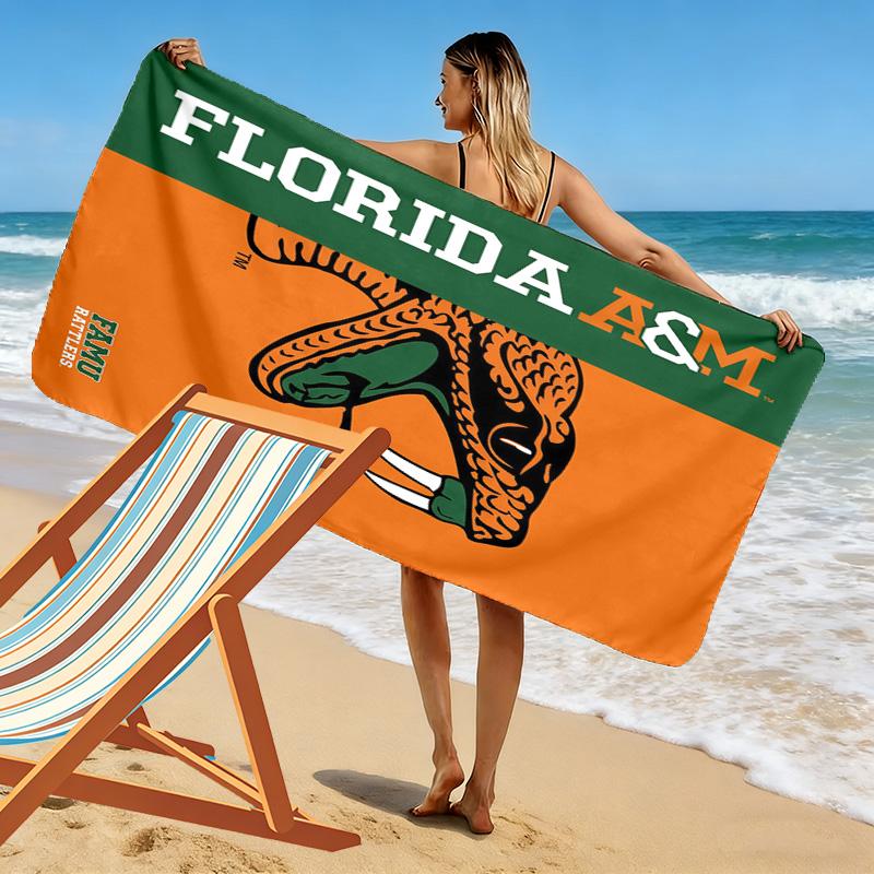 Florida A&M Rattlers Print Beach Towel, Large Soft Quick Dry Towel for Beach Camping Swimming