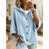 Autumn Winter Button Knit Hooded Sweater Cardigan Solid Color Casual Fashion Women's Coat Jacket