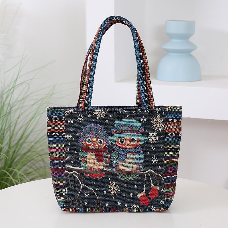Geantă Elefant Bufniță Iepure Geantă din Pânză Jacquard Brodată Față-Verso Durabilă și Rezistentă Lucru Manual Geantă de Mână pentru Femei