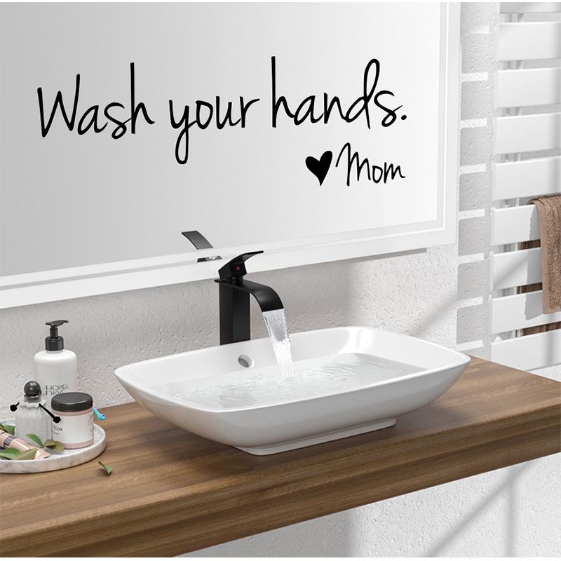 Kreativa Handtvättspåminnelsemärken Spegelväggdekaler Självhäftande Dekorativa Klistermärken för Badrumsspegelglas