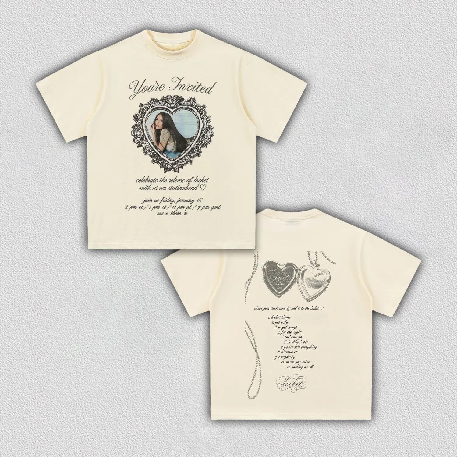 

Madison Beer Locket Album Invitation Double Sided Graphic T-Shirt Casual Cotton Streetwear Fan Merch Top S разноцветный