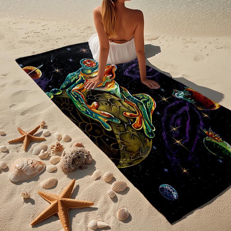 Frogs Singing Under Moonlight Beach Towel, Super Soft Microfiber, Gift for Her/Him, Birthday, for Pool, Beach, Travel, Home Decor Fan Gifts