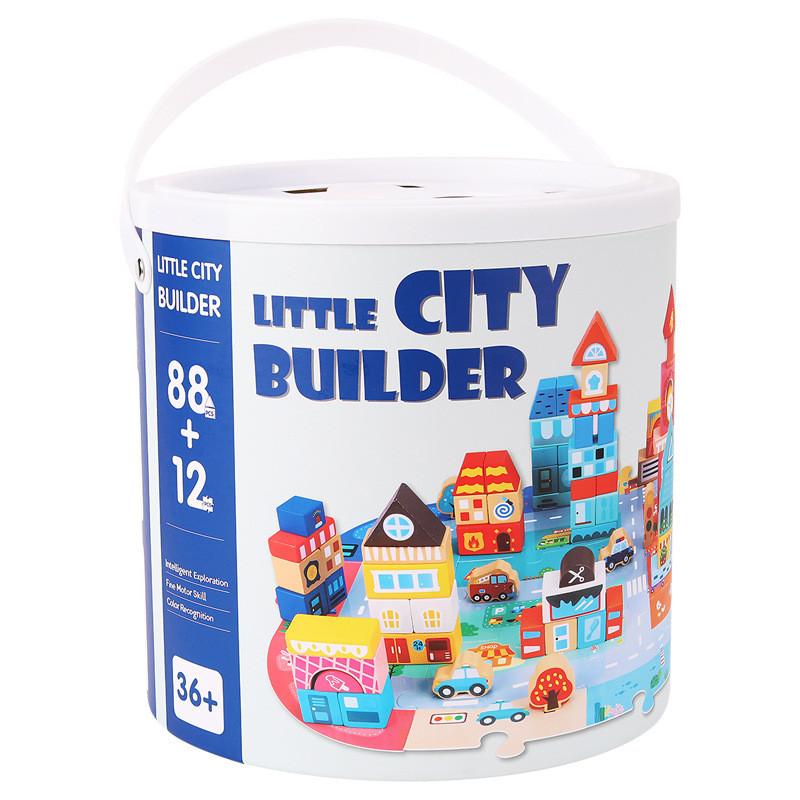 

Конструктор Город Маленький Деревянный Детский Набор Строительных Блоков Красочная Игрушка Развивающая