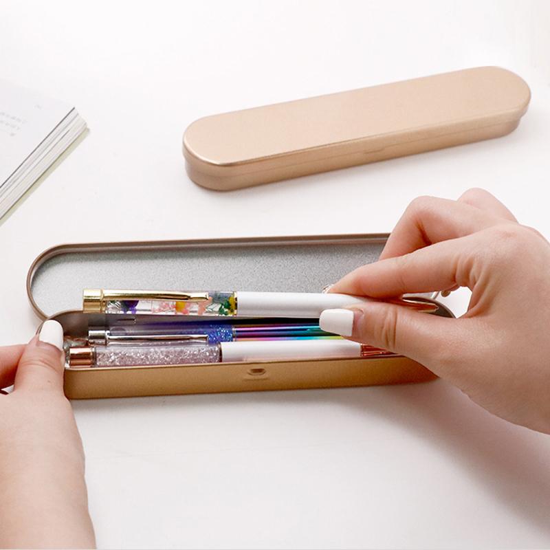 17X2Cm Black Metal Pen Box High Quality Protection Box For Fountain Pen Pencils Stationery Gift Box Office School Supplies