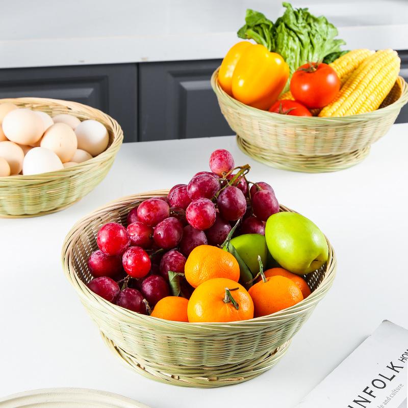 Creative Farmhouse Bamboo Woven Storage & Sieve Basket for Kitchen & Vegetable Use