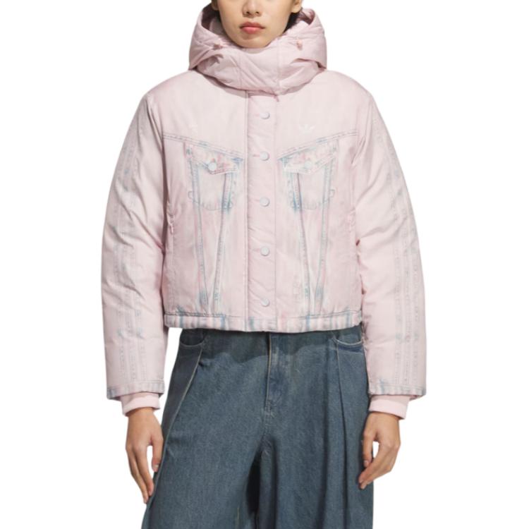 Adidas Originals FW25 FK Denim Crop Warm Sports Zip Long Sleeve Down Jacket Women Jackets KC2635