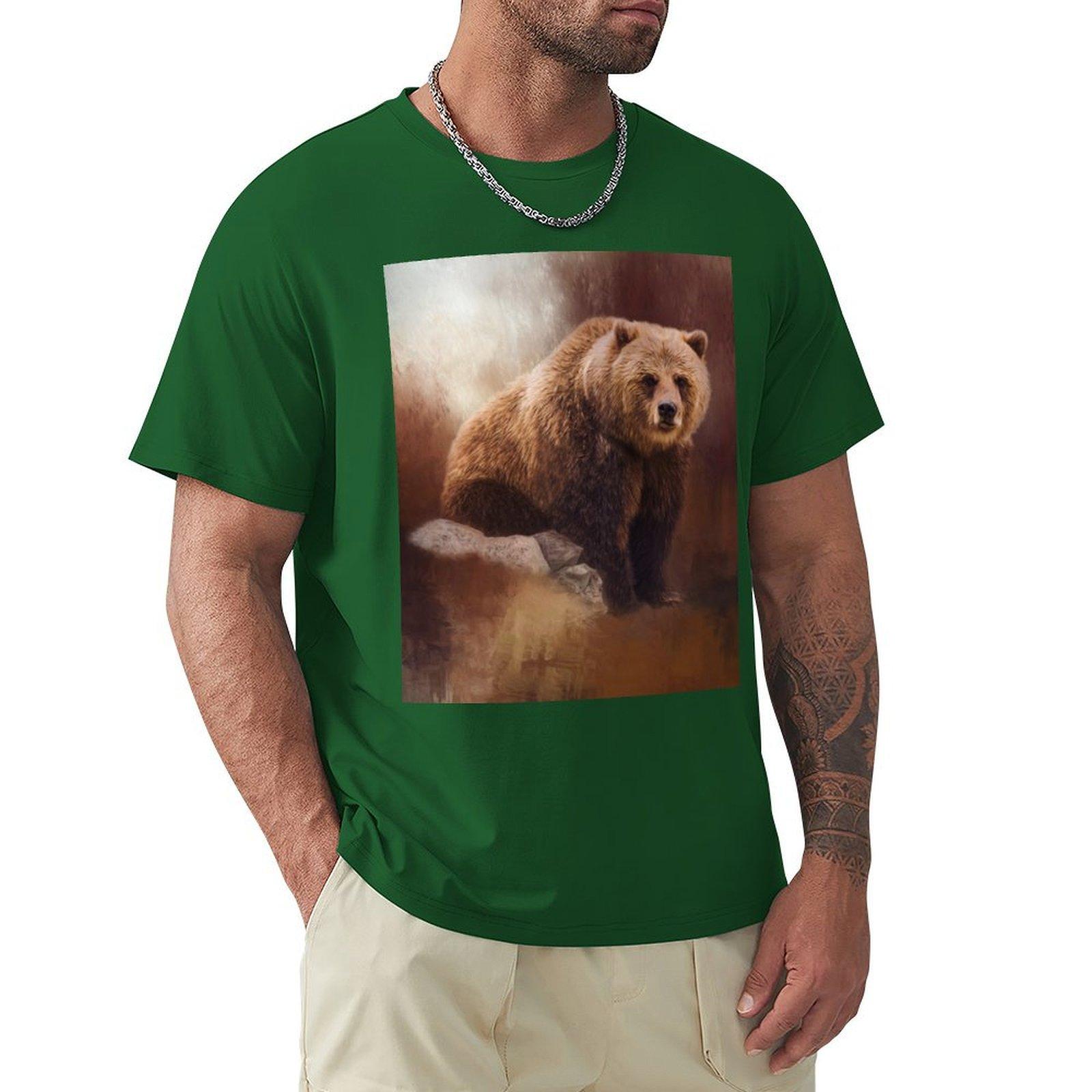 

Отличная прочность - Футболка с рисунком медведя гризли, Забавные аниме футболки с графикой, Милая одежда, Мужские футболки, Высочайшее качество 4XL зелёный