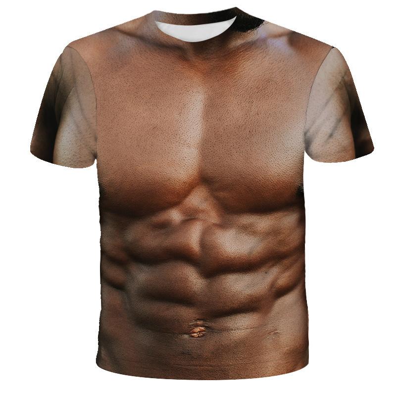 Suitable for Both Men Women Spring Summer Printed 3D Muscle Strong Men's Trendy Fashionable T-shirt