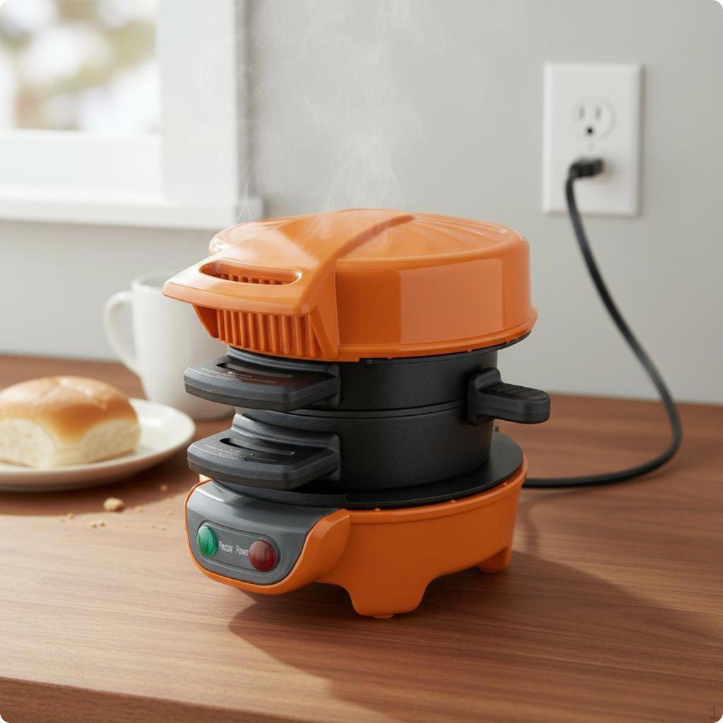 Electric Sandwich Maker MultiFunction Breakfast Grill Nonstick Plates Countertop Red