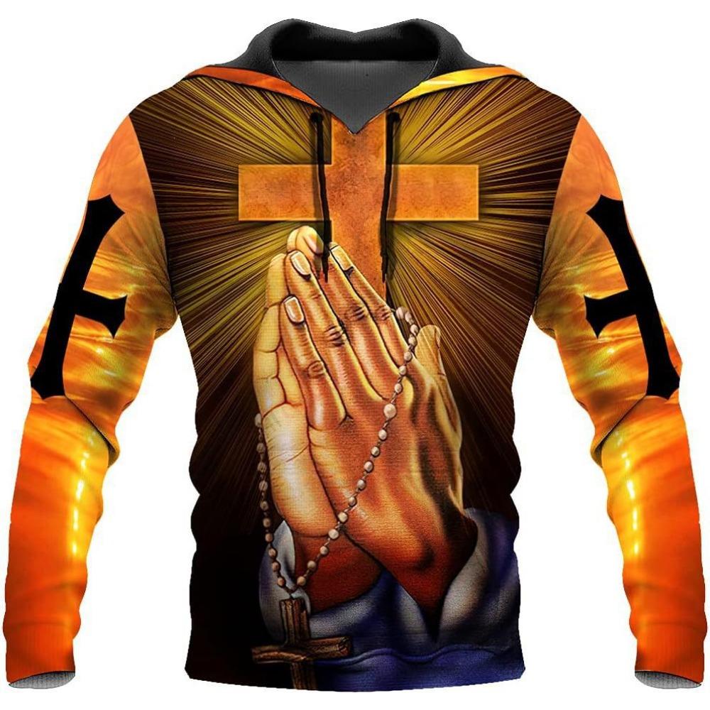 Amazon Source God Pattern 3D Printed Sweatshirt Men's Hooded Sweatshirt Autumn and Winter Factory Direct Sales