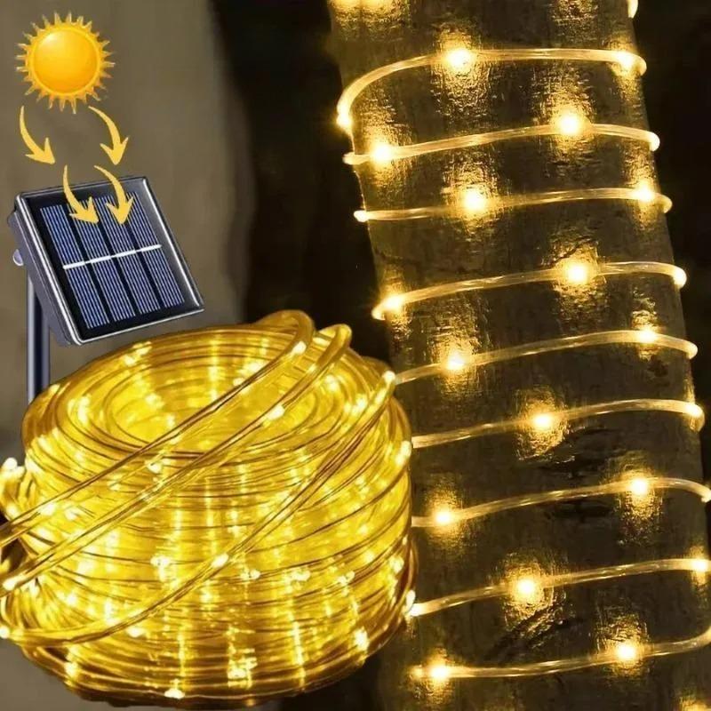 LED Solar Strip Rope Tube Fairy Light Solar Powered Garland String Light Christmas Decor for Outdoor Garden Lawn Tree Yard Fence