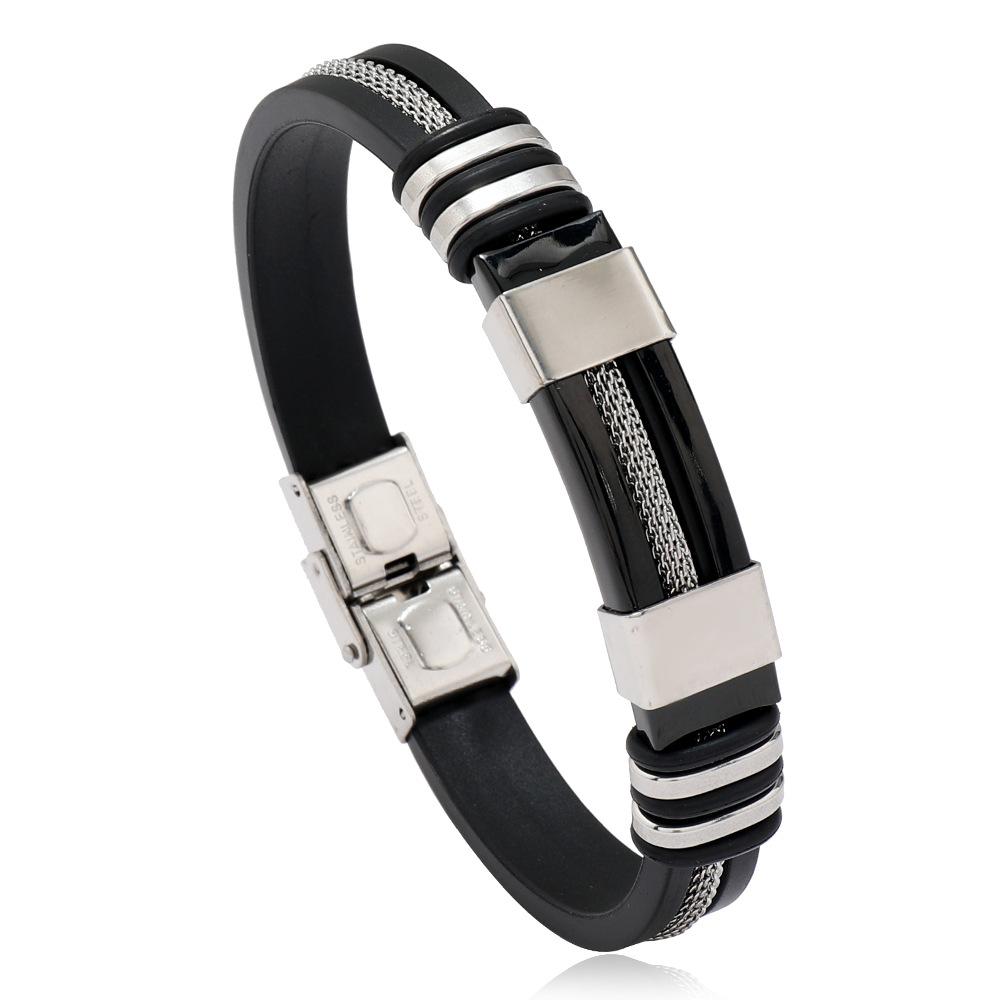 

New Noter Men Bracelet Stainless Steel 3 Colors Handmade Leather Braslet Hiphop Rock Punk Hand Accessories Gift For Him Pulseria чёрный