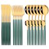 24Pcs Gold Tableware Set Stainless Steel Flatware Dinnerware Spoon Knife Fork Dinner Cutlery Set Western Kitchen Silverware