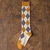 Colorful Spring Pattern  ins fashion Diamond plaid Knee socks women Party Queen knee-high stockings Over Knee long ladies girls
