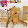 Plush Bear Itabag Backpack For Women With Zipper Closure And Inner Pocket For Daily Use