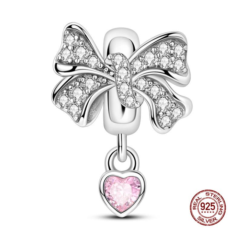 Original Charms Copper Gorgeous Bow Positioning Charms Beads Fits 3Mm Original Bracelet For Women Diy Jewelry Gifts New In