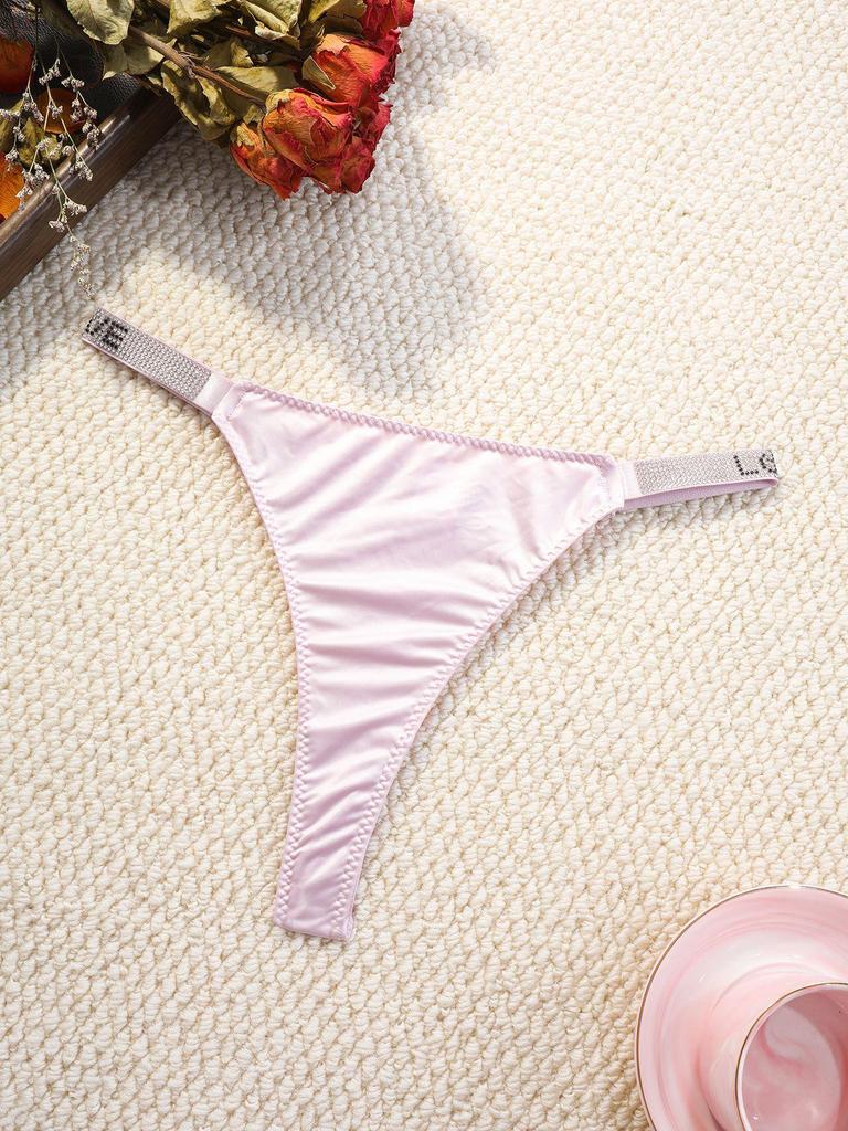 Women's Plus Size Rhinestone Sport Thong - Mid-Low Waist, Breathable Cotton Crotch, Sexy & Comfortable 442