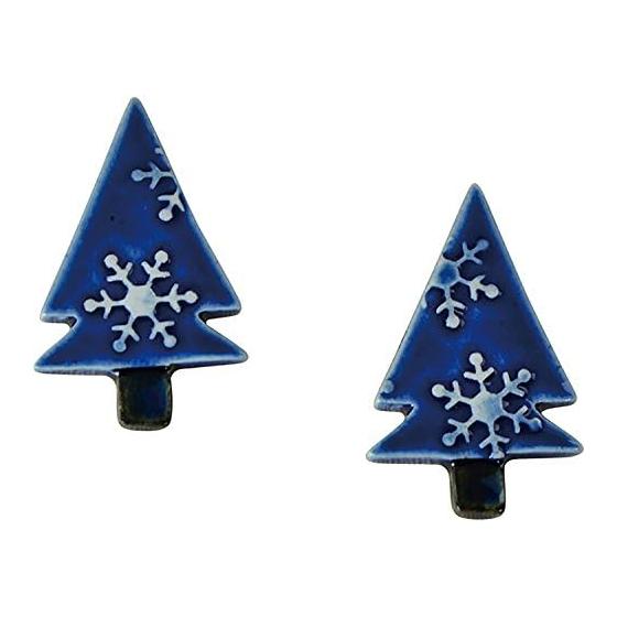Kyo-yaki Kiyomizu-yaki Bon-gama Chopstick Rests, Pair, Snow Tree HBY626
