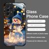 Winter Christmas Snowman Pattern Tempered Glass Phone Case for Samsung Galaxy S25 Ultra S24 S23 Plus S22 S21 S20 FE A56 5G Cover