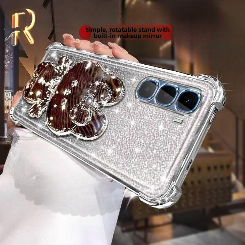 Glitter Mirror Rabbit Stand Phone Case for INFINIX HOT 70 60 50 40 Pro Plus 60I 50I 40I 4G 5G Four Corner Shockproof Soft Cover