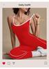 Color Block Women's Yoga Bodysuit with Hollow Back and Flared Pants for Dance and Fitness