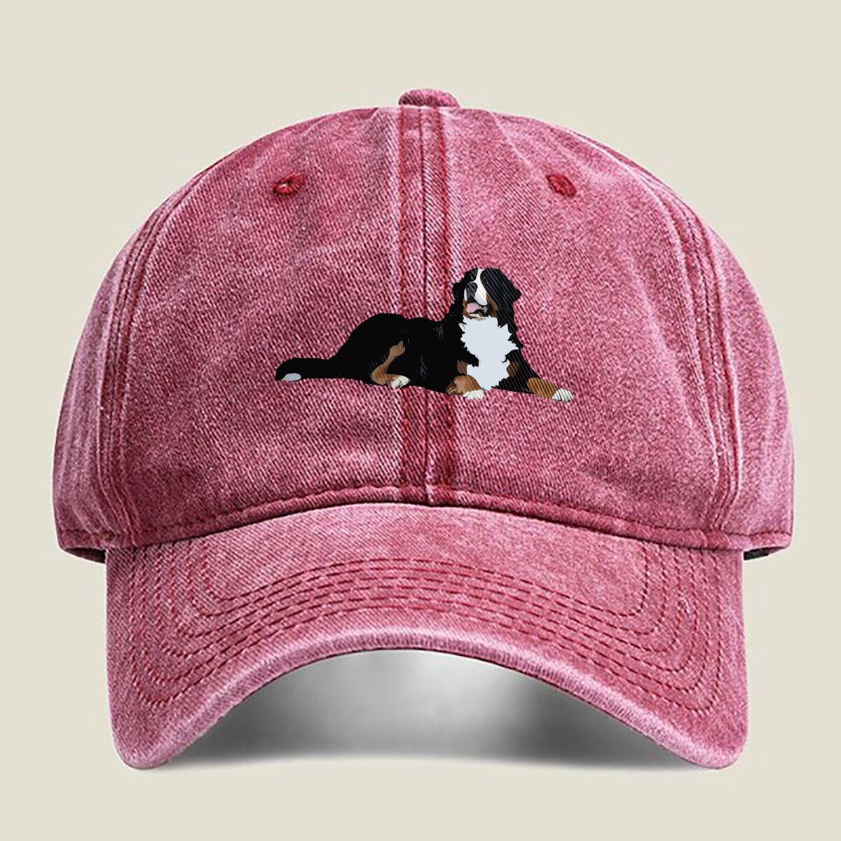 Bernese Mountain Dog Washed Baseball Cap One Size
