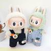 17cm Mini Plush Doll'S Clothes Outfit Accessories For Korea Kpop Exo Labubu Idol Dolls Corduroy Overalls T-shirt Clothing Gift