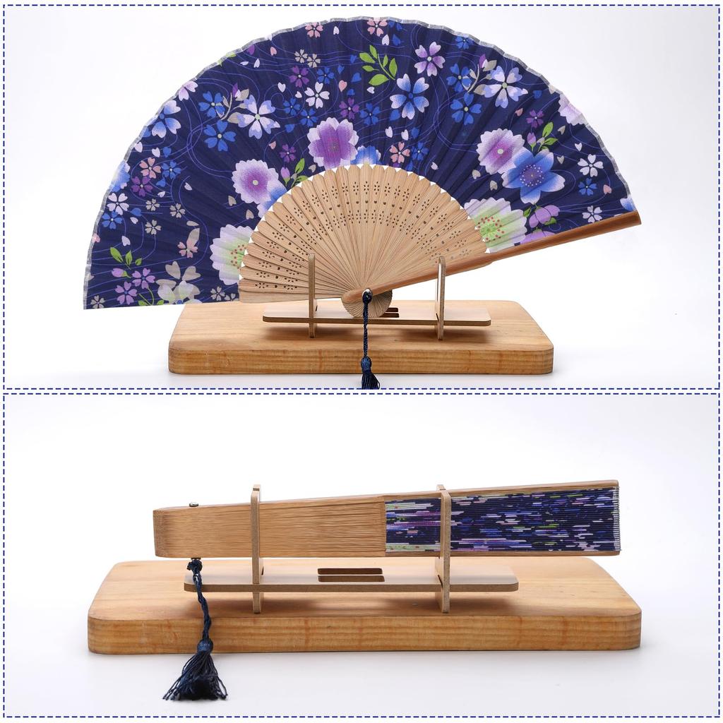 Keysweet Sakura Vikbar Sommarfläkt med Bambu Förvaringspåse Körsbärsblomma Perfekt för Sommarfyrverkerier och Japanska Kläder Damfläkt, Revben,