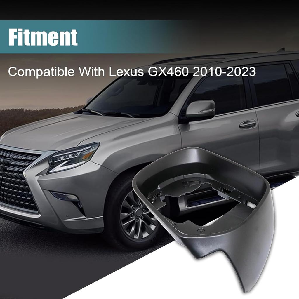 GXARTS Left Side Rearview Door Mirror Cover Housing Compatible with Lexus GX460 2010 2011 2012 2013 2014 2015 2016 2017 2018 2019 2020 2021 2022 2023