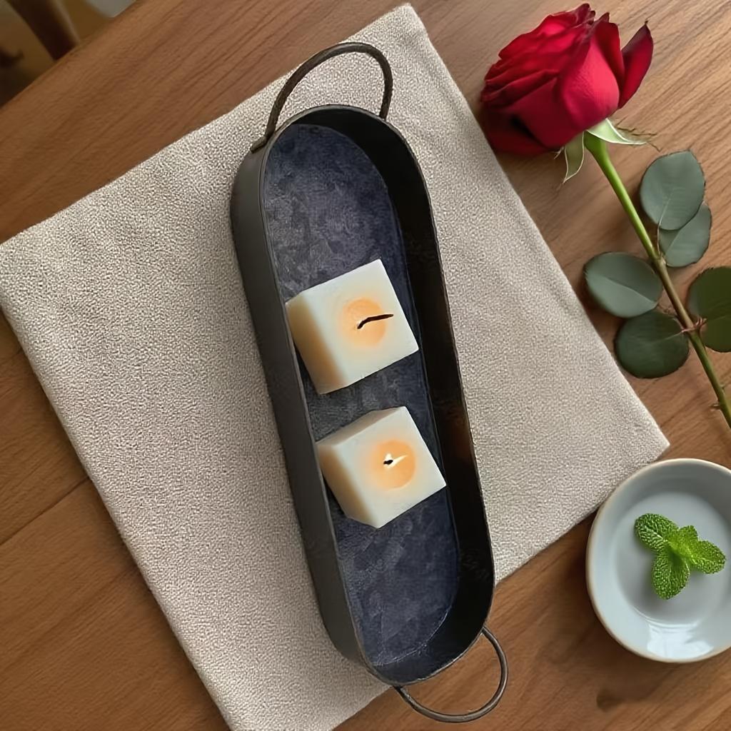 Retro Style Tray With metal handle, suitable for home and garden decoration, bread plate